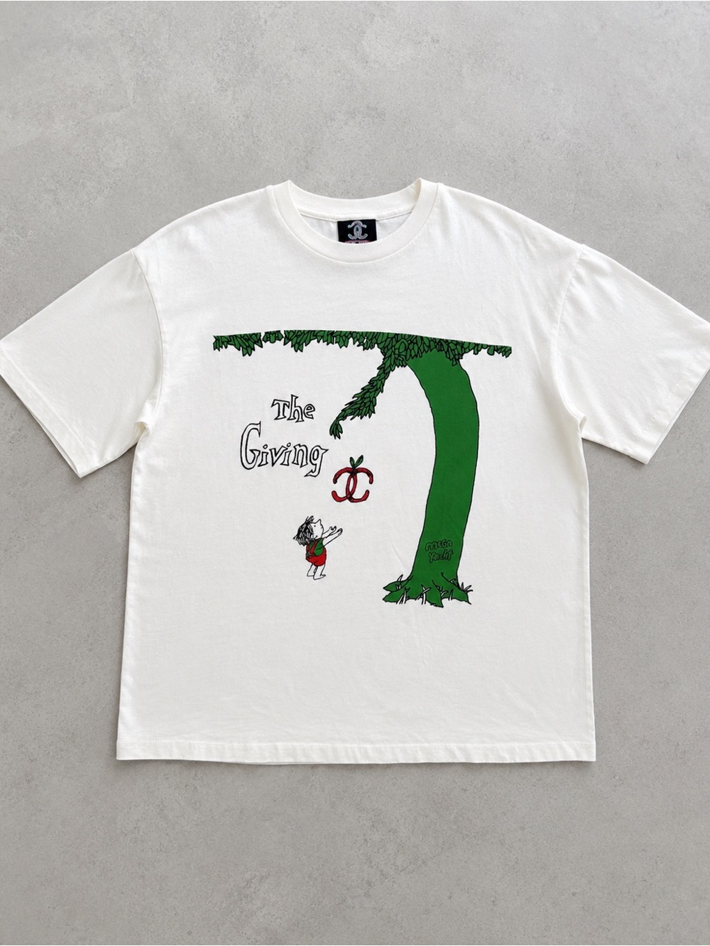 Rare Mega Yacht Chanel “The Giving Tree” Graphic Tee White Small Oversized